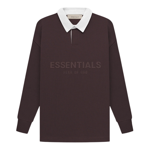 Fear of God Essentials Waffle Henley Rugby - Plum